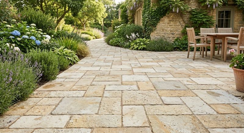 Limestone Patio Installation in Boston, MA